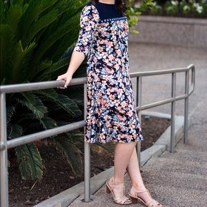 Floral blue swing dress